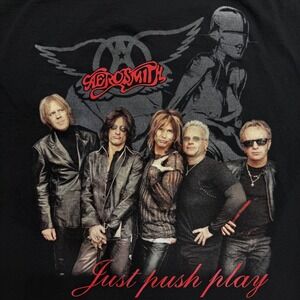 Aerosmith Just Push Play World Tour 2001 Vintage T-Shirt Giant XL Black Rock Tee